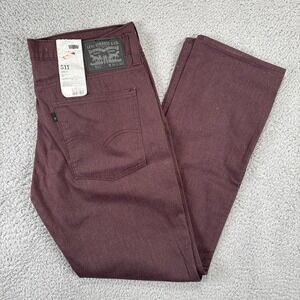 NEW Levi's 511 Jeans Mens 36x32 Burgundy Slim Fit Stretch Line 8